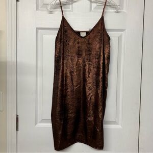 A New Day Bronze Metallic Slip Dress Size Medium